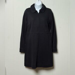 Boden Women 100% Cotton Ribbed Collared Black Long Sleeve Dress 1/4 Zip Size 6